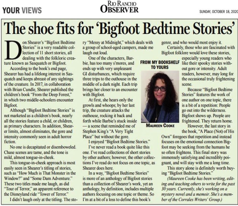 Rio Rancho Observer review of Bigfoot Bedtime Stories